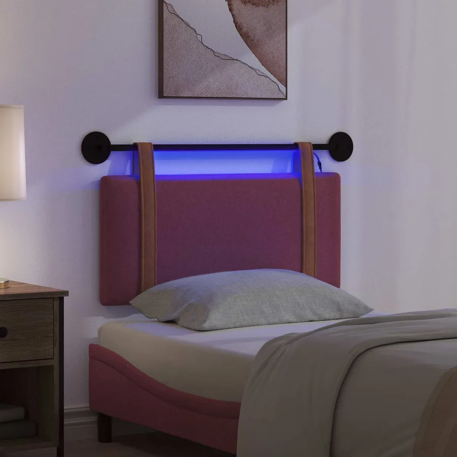 Tête de lit suspendue Avec lumière LED Bordeaux PU antique - 5