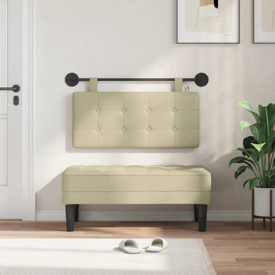 Tête de lit suspendue Avec lumière LED Crème Simili cuir - 3