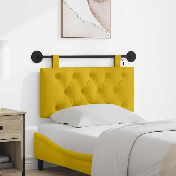 Tête de lit suspendue Avec lumière LED Jaune Velours