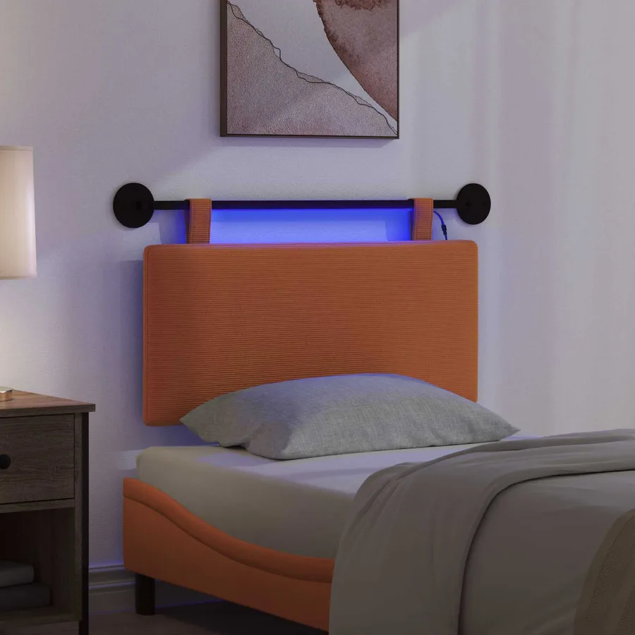 Tête de lit suspendue Orange Tissu en velours côtelé - 5