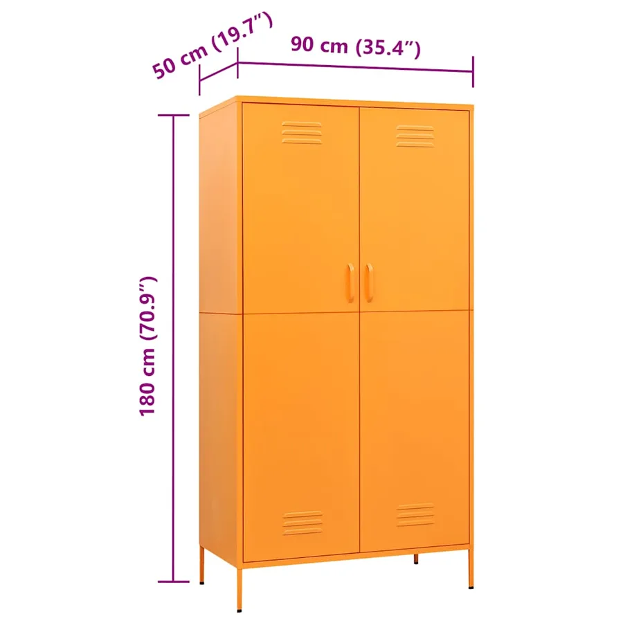 Garde-robe Jaune moutarde 90x50x180 cm Acier - 10