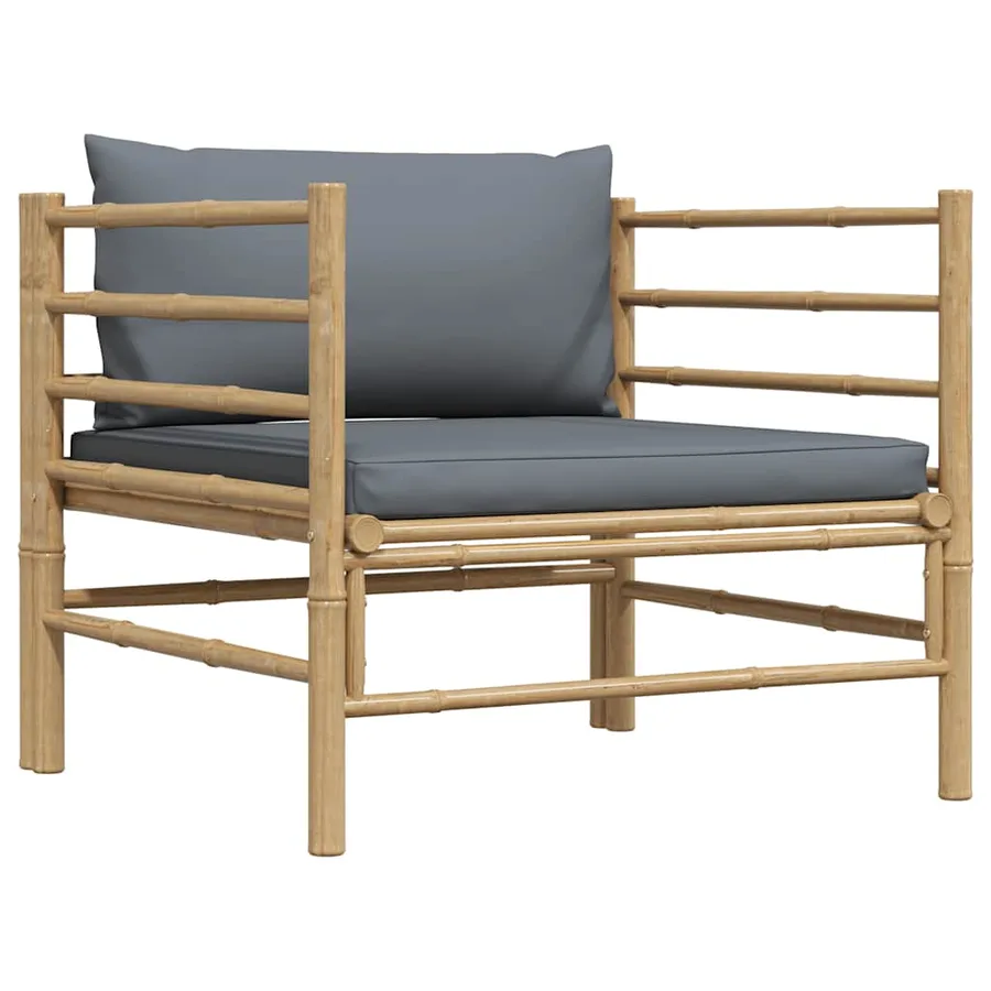 Canapé de jardin avec coussins gris foncé Bambou - 2