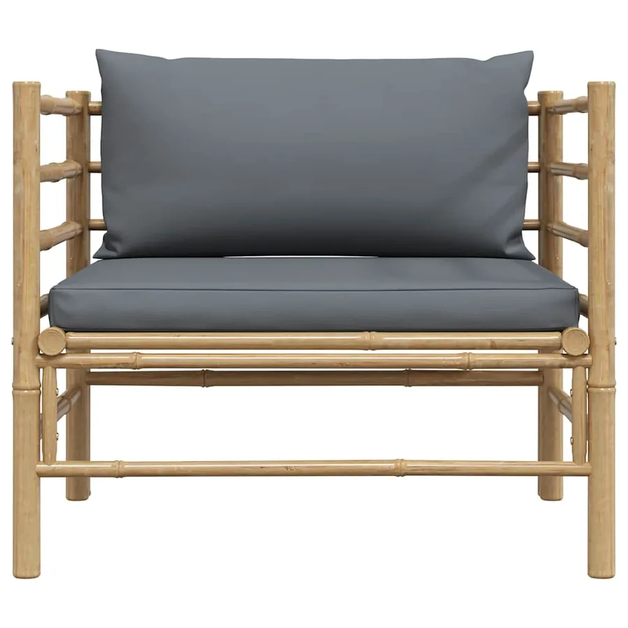 Canapé de jardin avec coussins gris foncé Bambou - 4