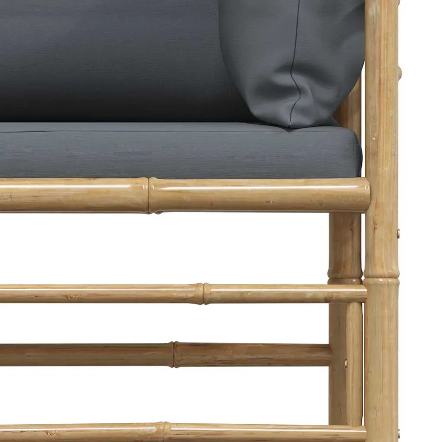 Canapé de jardin avec coussins gris foncé Bambou - 9