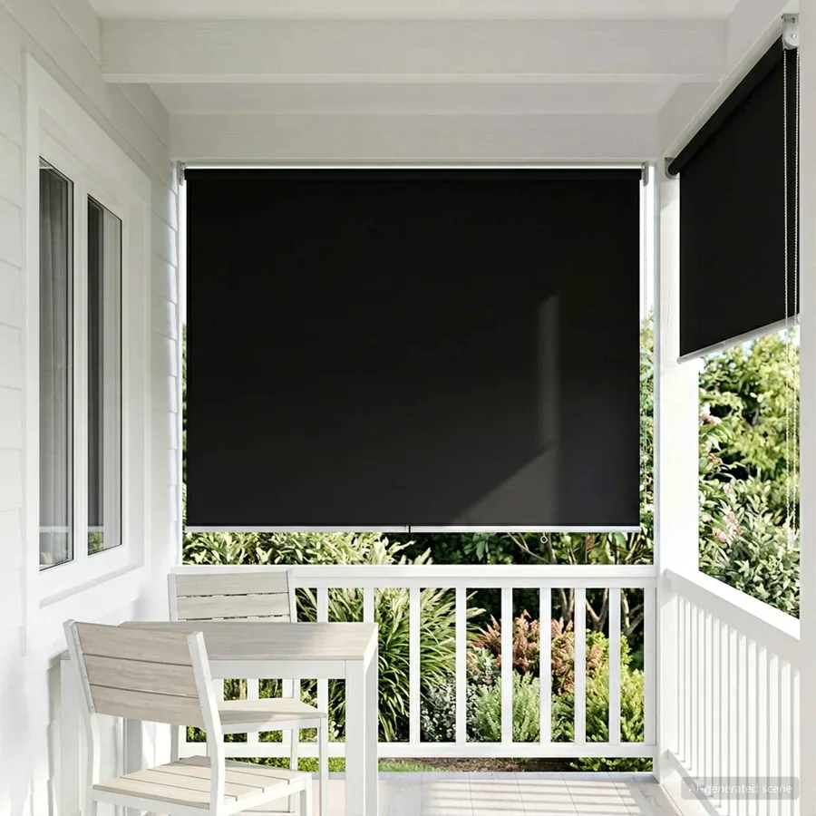 Store roulant extérieur protection UV Noir 145 x 230 cm (L x H)
