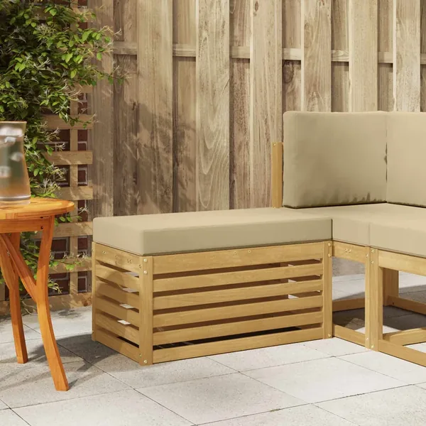 Banc de Jardin Blanc 80 x 43 x 45 cm Bois d'Acacia Massif