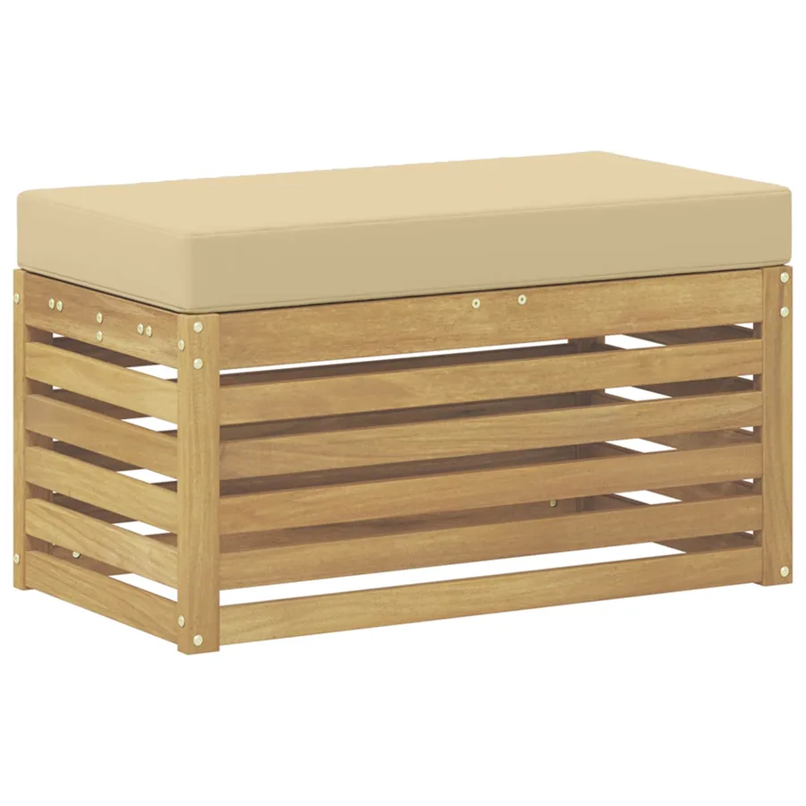 Banc de Jardin Blanc 80 x 43 x 45 cm Bois d'Acacia Massif - 2