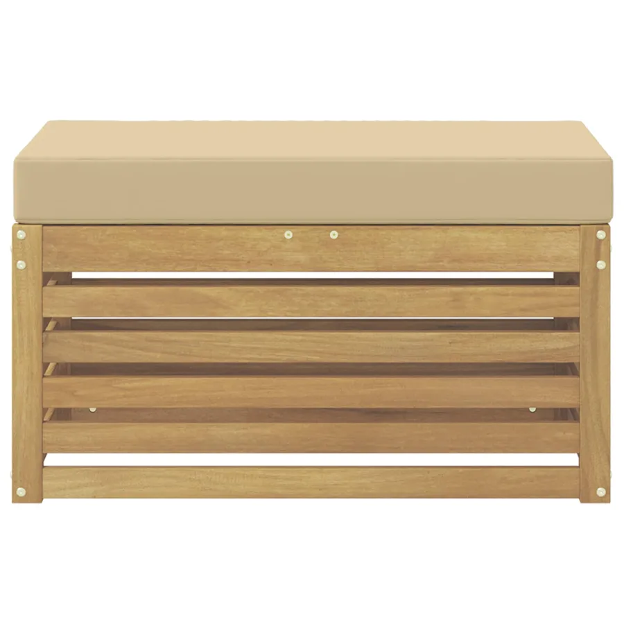Banc de Jardin Blanc 80 x 43 x 45 cm Bois d'Acacia Massif - 3