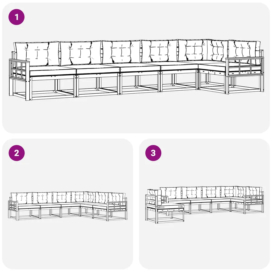Ensemble de canapés d'extérieur 4 pcs Blanc et Beige Polyester - 7