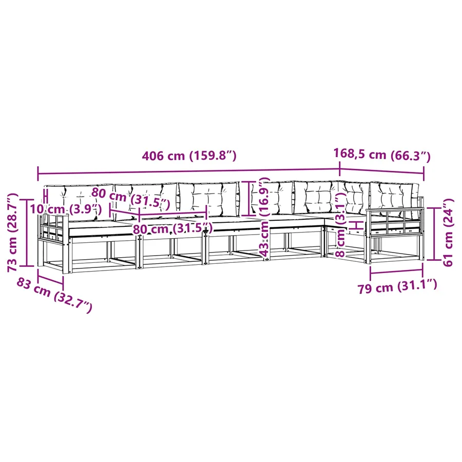 Ensemble de canapés d'extérieur 4 pcs Blanc et Beige Polyester - 8