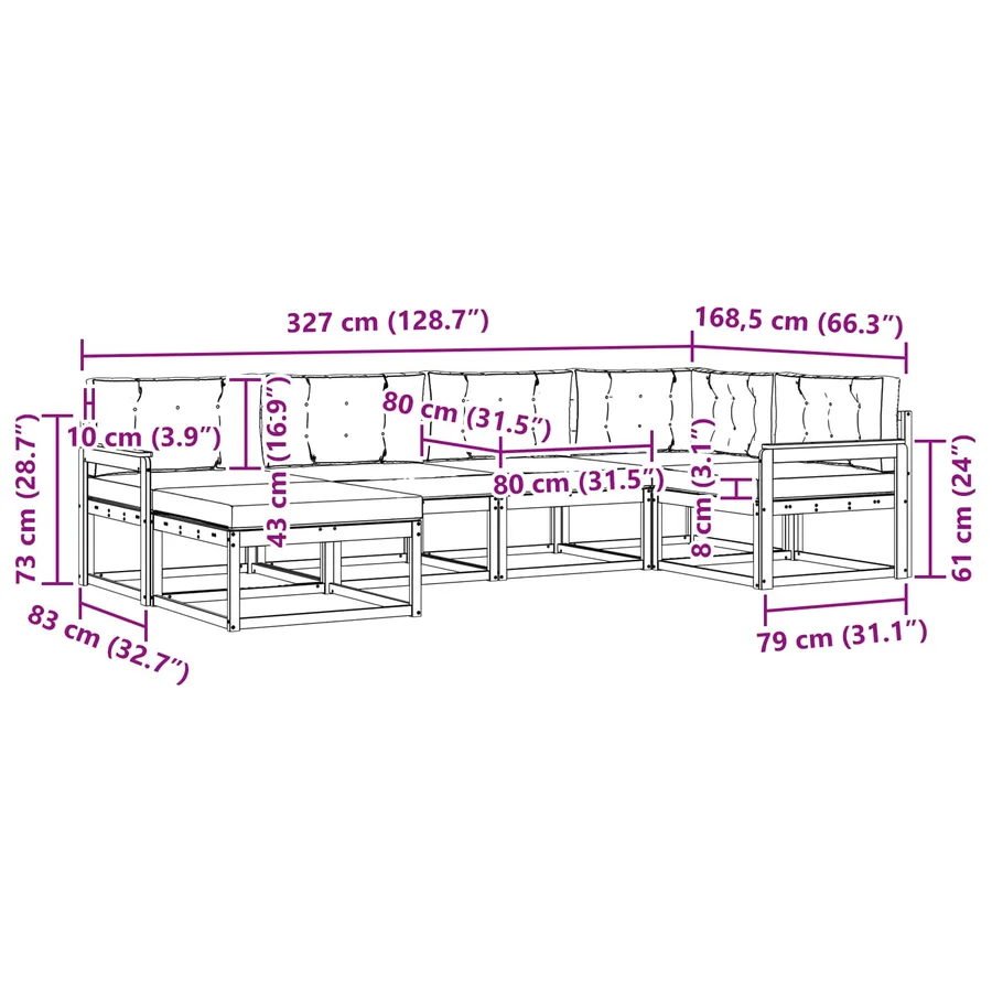 Ensemble de canapés d'extérieur 5 pcs Blanc et Beige Polyester - 7