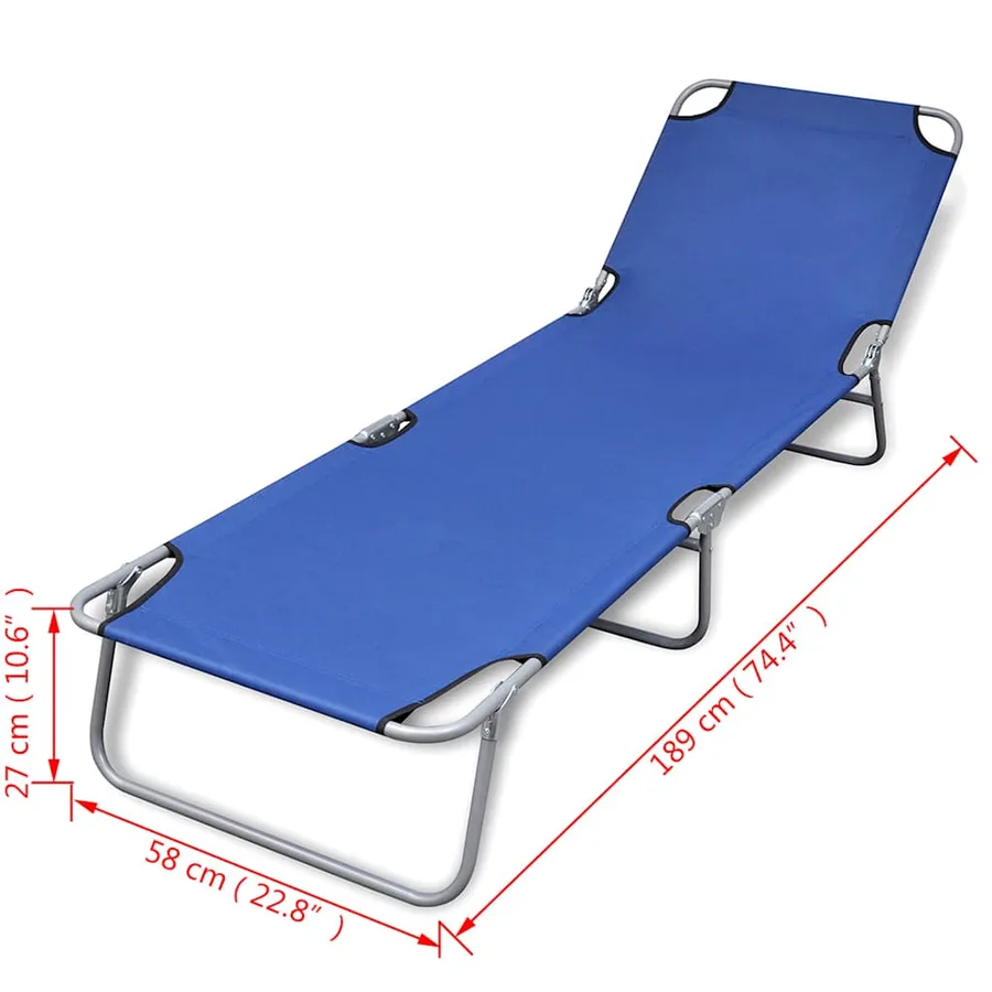 Chaise longue pliable acier enduit de poudre noir - 18