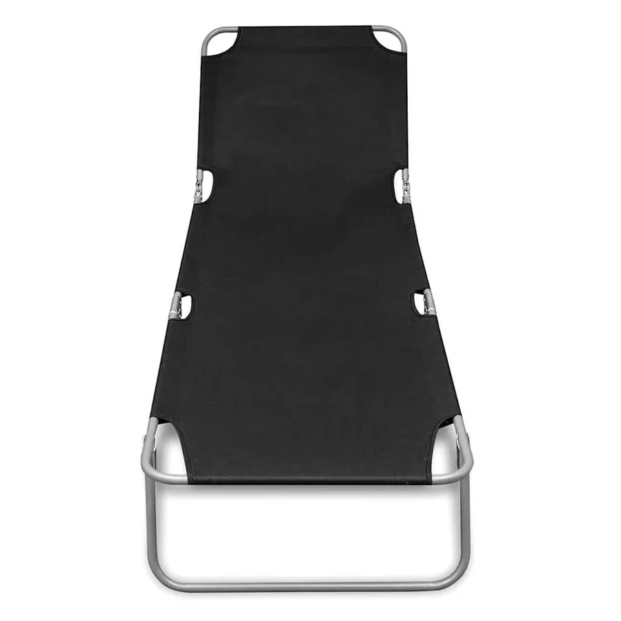 Chaise longue pliable acier enduit de poudre noir - 2