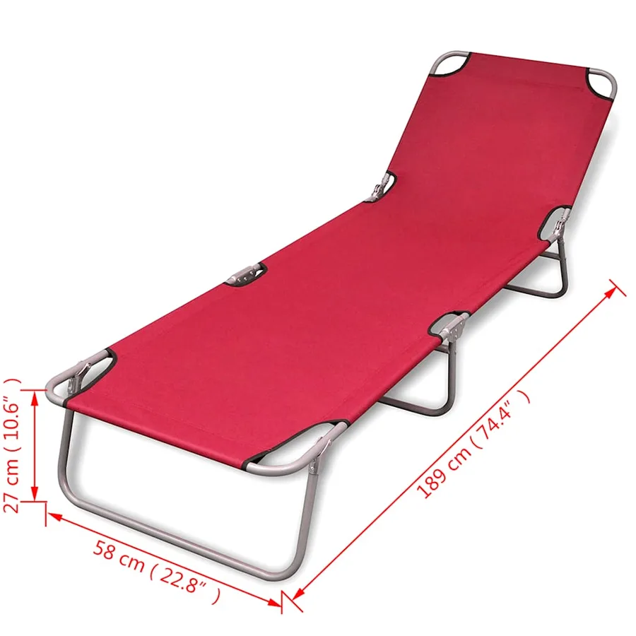 Chaise longue pliable acier enduit de poudre noir - 24