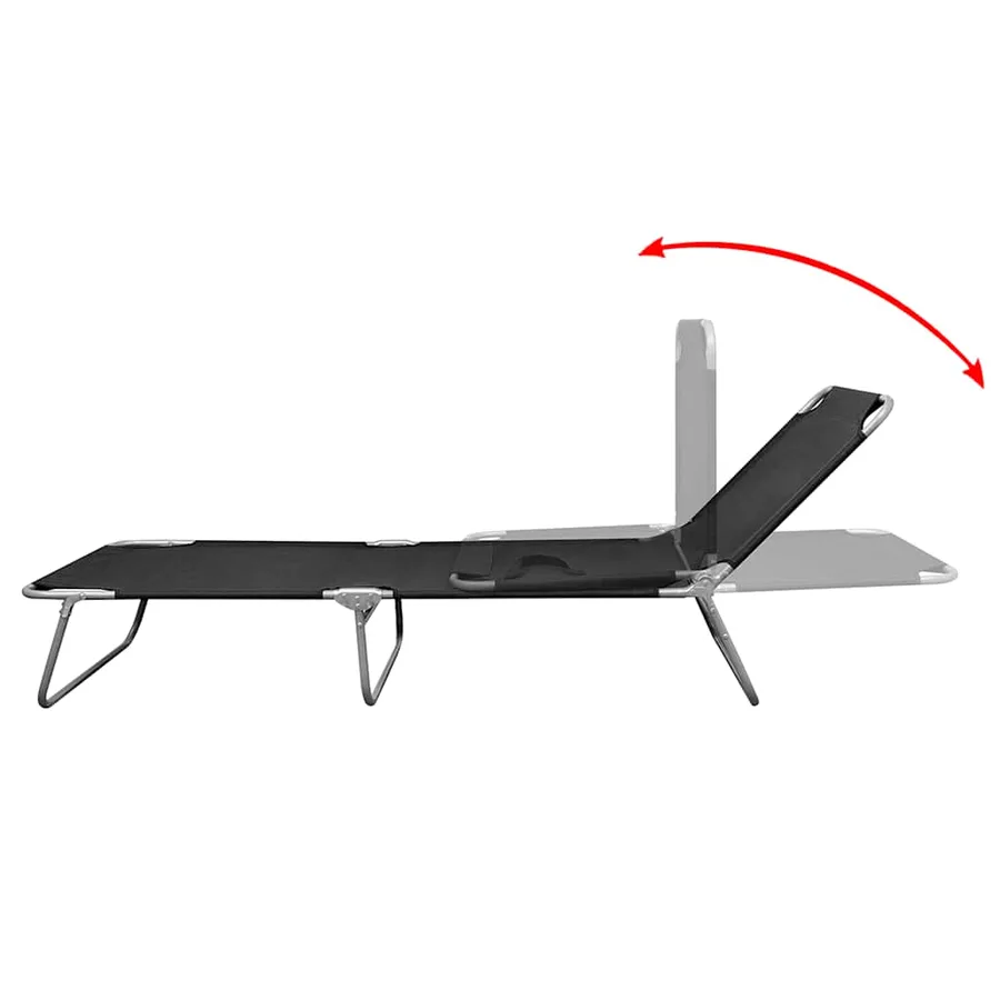 Chaise longue pliable acier enduit de poudre noir - 3