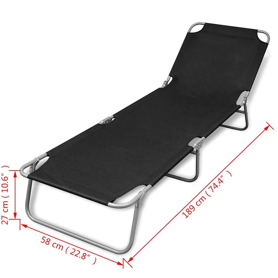 Chaise longue pliable acier enduit de poudre noir - 6