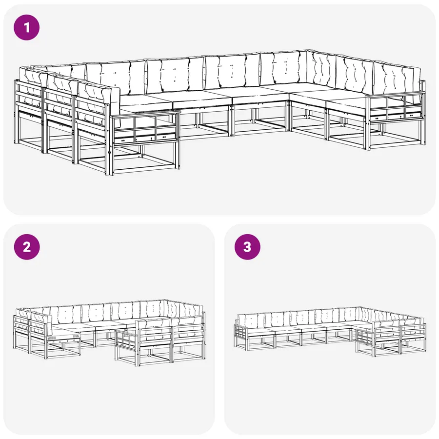 Ensemble de canapés d'extérieur 9 pcs Blanc et Beige - 7