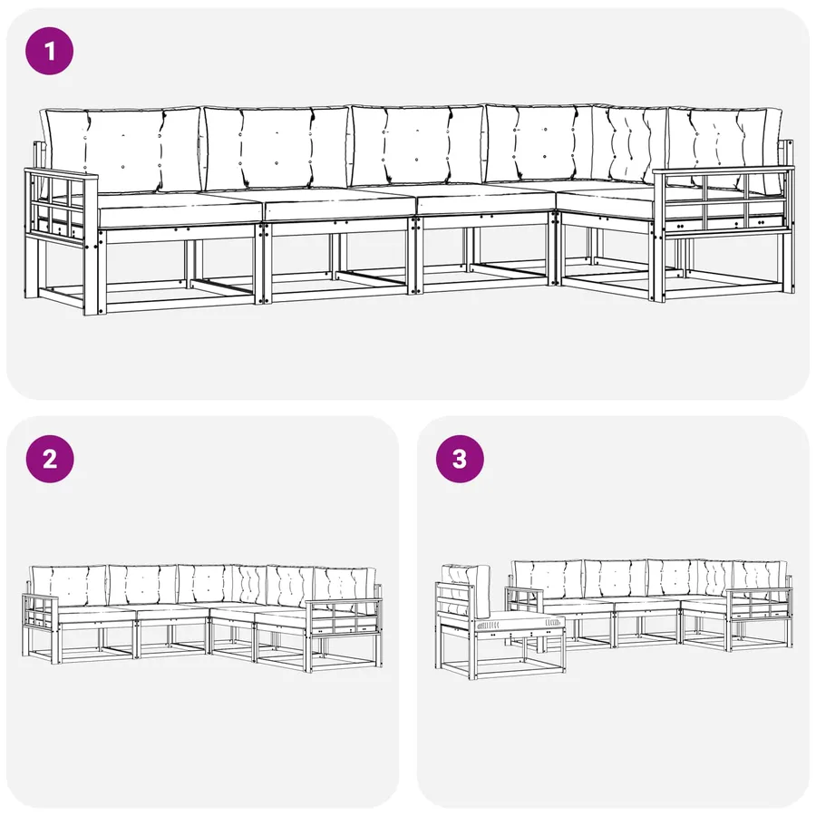 Ensemble de canapés d'extérieur 4 pcs Blanc et Beige Polyester - 7