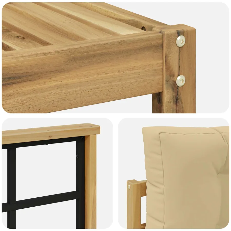 Ensemble de canapés d'extérieur 7 pcs Blanc et Beige - 6
