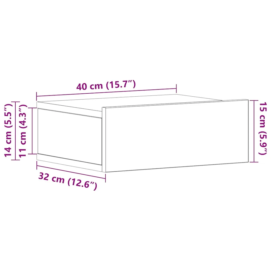 Tables de chevet flottantes 2 pcs Blanc bois d’ingénierie - 15