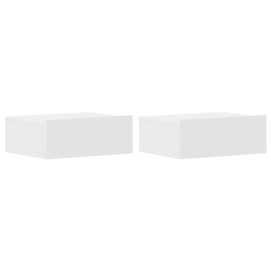 Tables de chevet flottantes 2 pcs Blanc bois d’ingénierie - 2