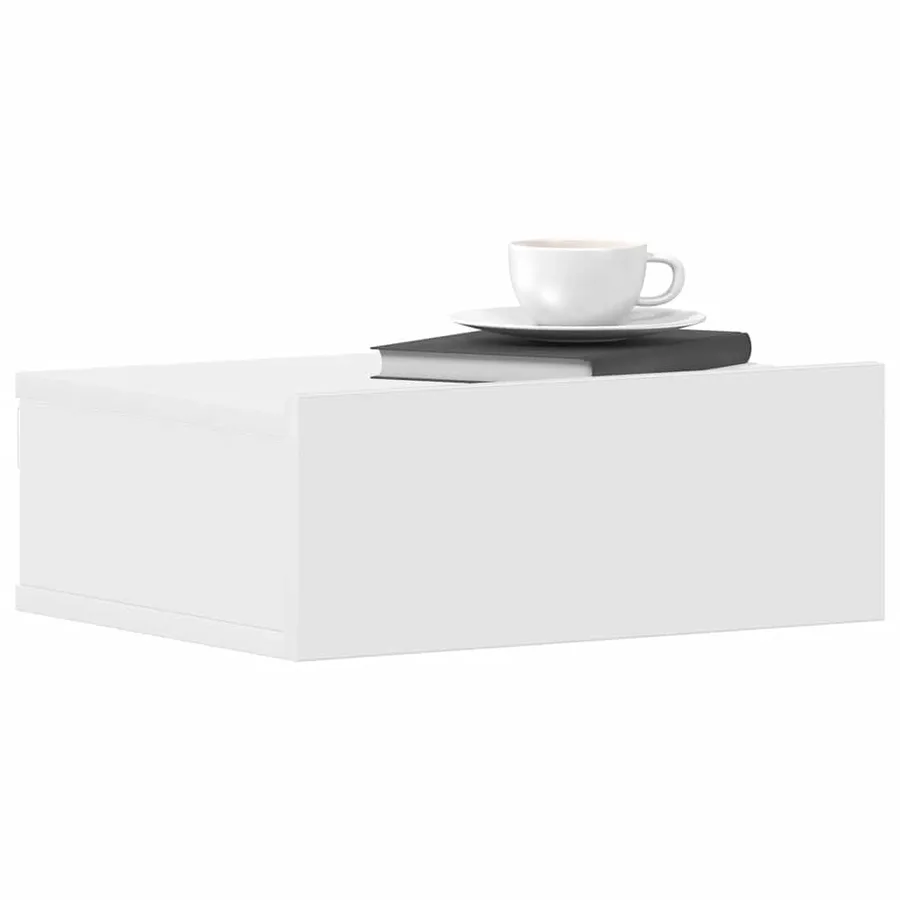 Tables de chevet flottantes 2 pcs Blanc bois d’ingénierie - 4