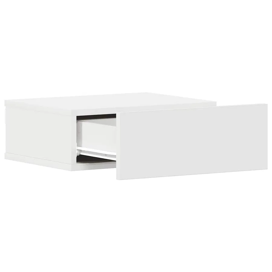 Tables de chevet flottantes 2 pcs Blanc bois d’ingénierie - 6