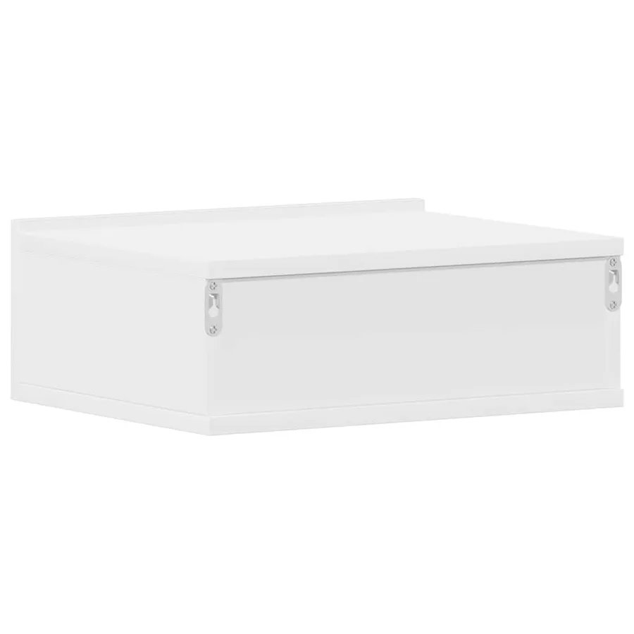 Tables de chevet flottantes 2 pcs Blanc bois d’ingénierie - 9