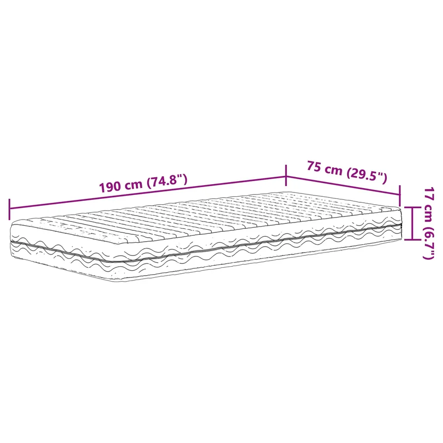 Matelas en mousse H2 et H3 75 x 190 cm Blanc - 9
