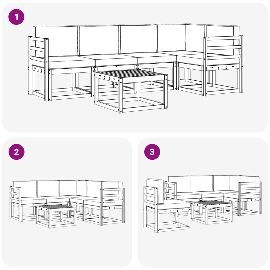 Ensemble de canapés d'extérieur 6 pcs Blanc et Beige - 7