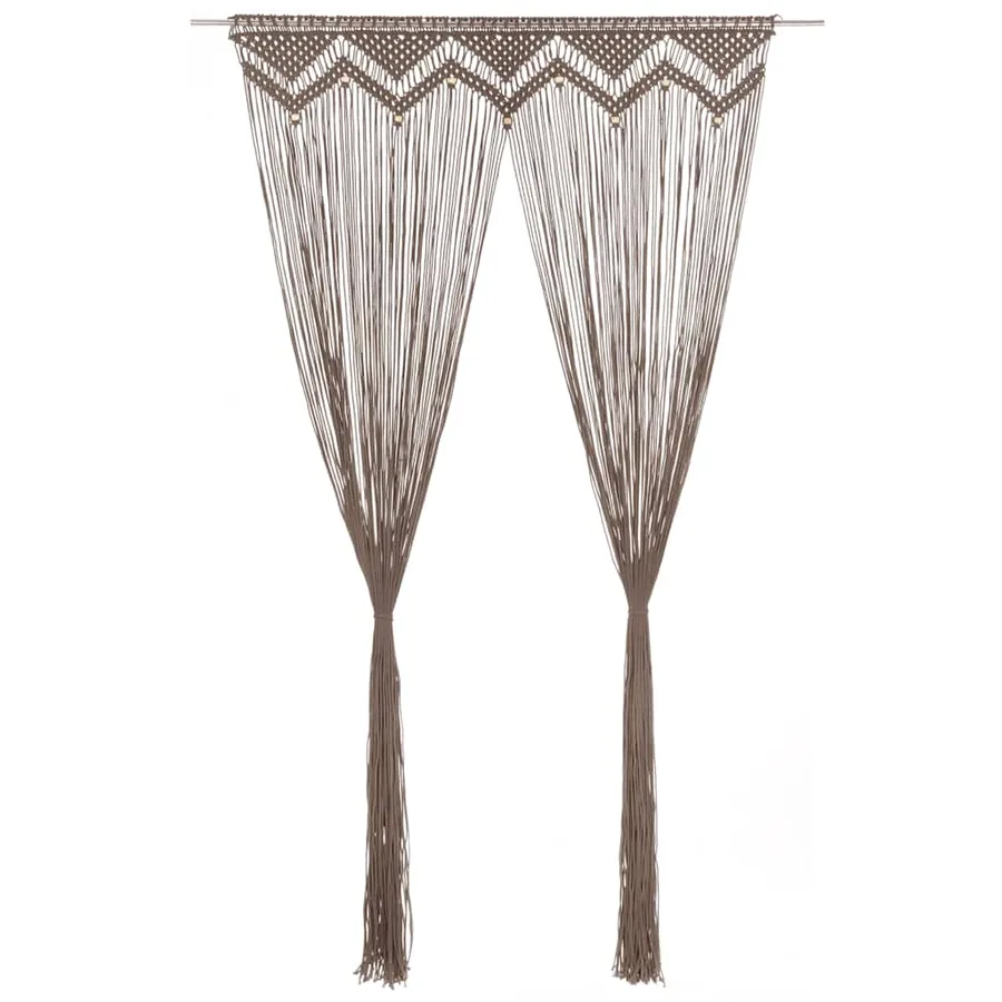 Rideau en macramé Taupe 140x240 cm Coton - 2