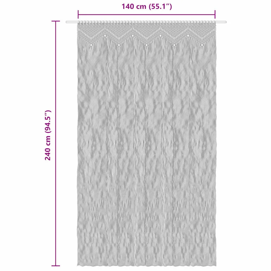 Rideau en macramé Taupe 140x240 cm Coton - 6