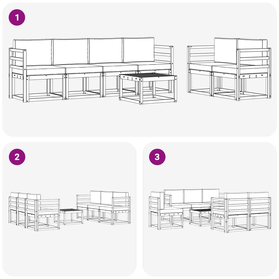 Ensemble de canapés d'extérieur 7 pcs Blanc et Beige - 6