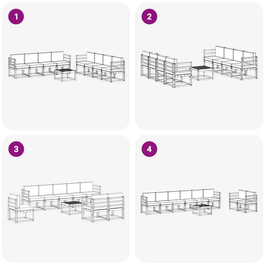 Ensemble de canapés d'extérieur 9 pcs Blanc et Beige - 6