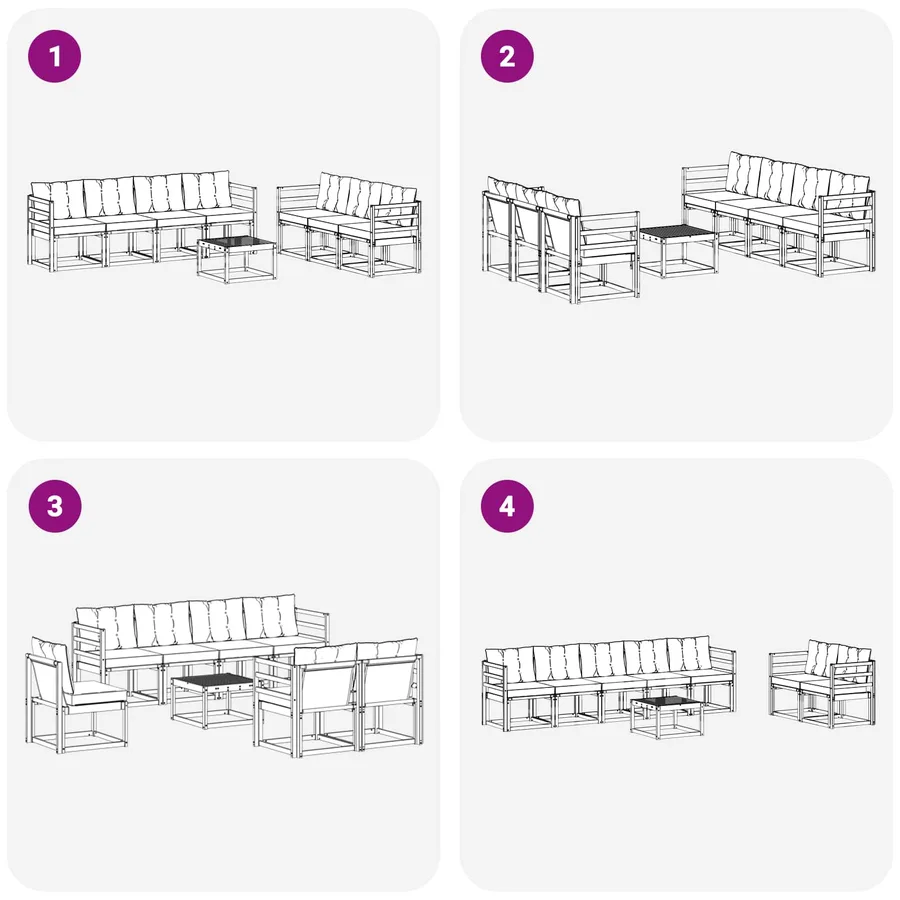 Ensemble de canapés d'extérieur 8 pcs Blanc et noir - 7