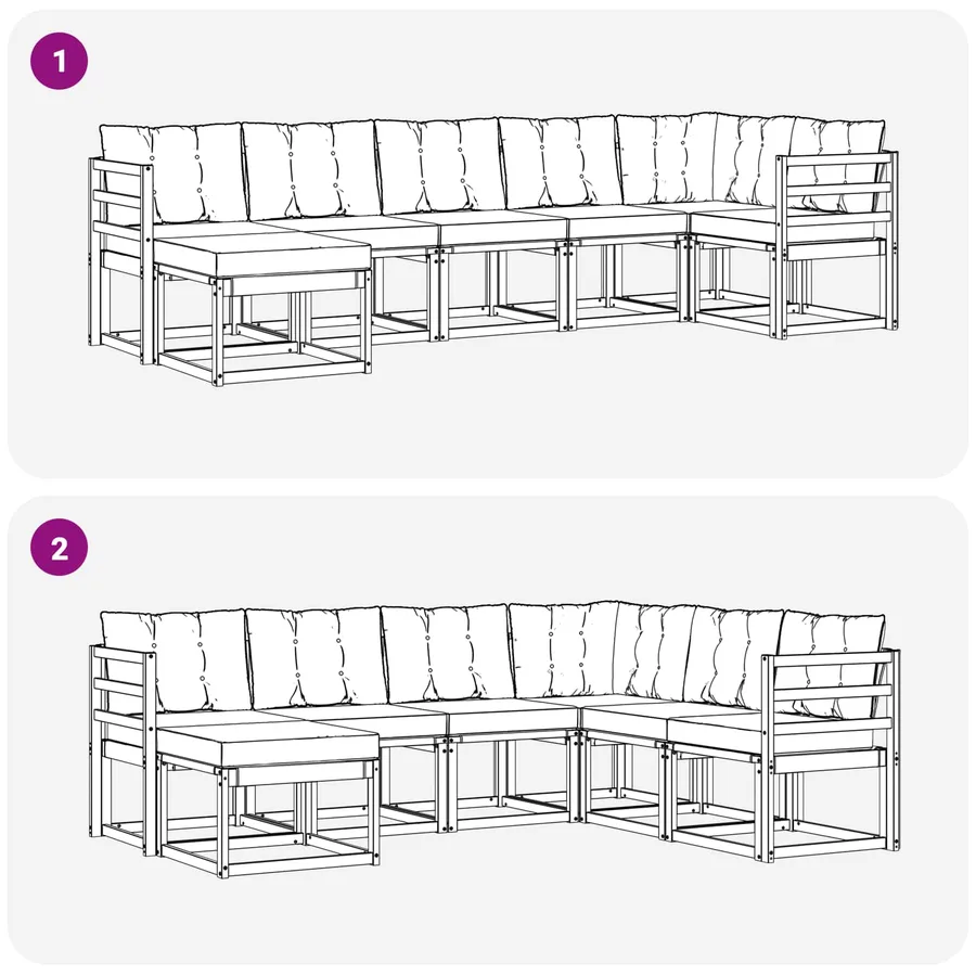 Ensemble de canapés d'extérieur 7 pcs Blanc et Beige - 10