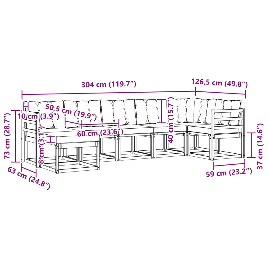 Ensemble de canapés d'extérieur 7 pcs Blanc et Beige - 11