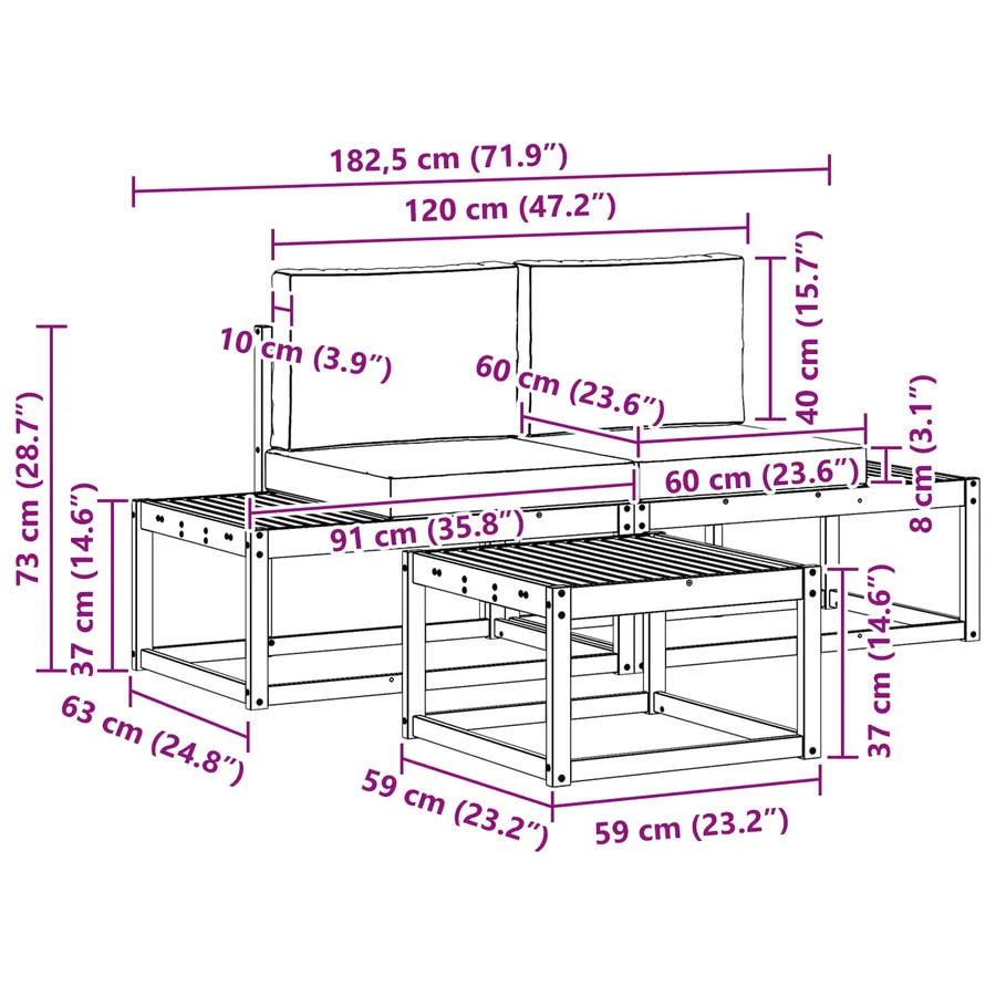 Ensemble de canapés d'extérieur 3 pcs Blanc et anthracite - 8