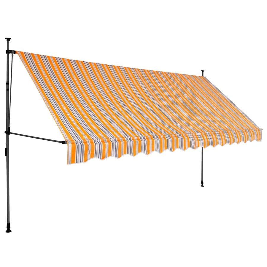 Auvent manuel rétractable avec LED 400 cm Jaune et bleu - 3