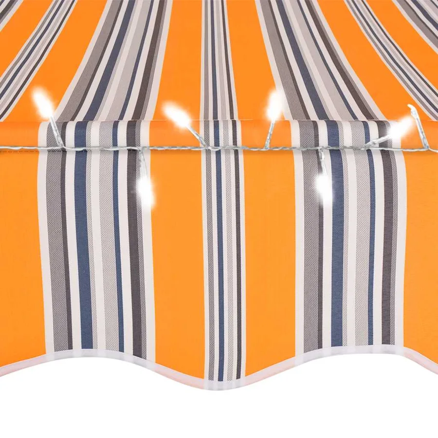 Auvent manuel rétractable avec LED 400 cm Jaune et bleu - 6