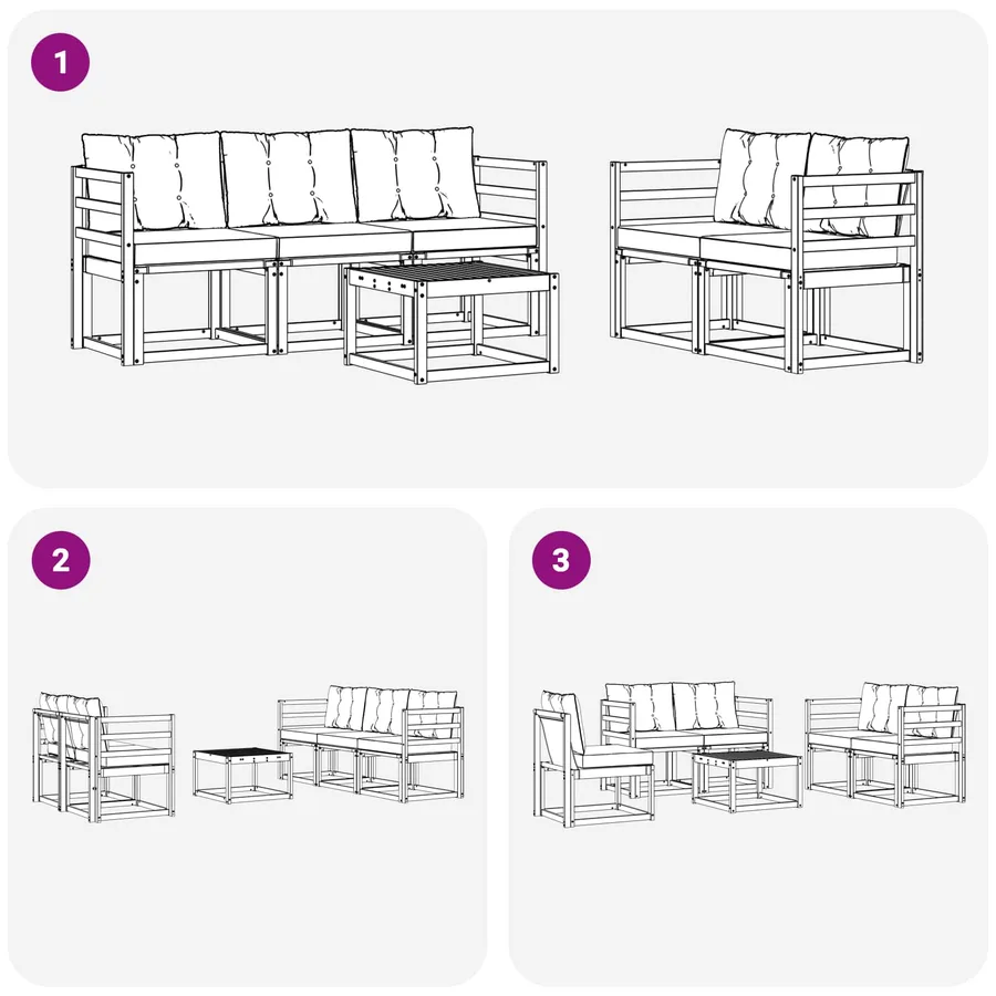 Ensemble de canapés d'extérieur 6 pcs Blanc et Beige - 7