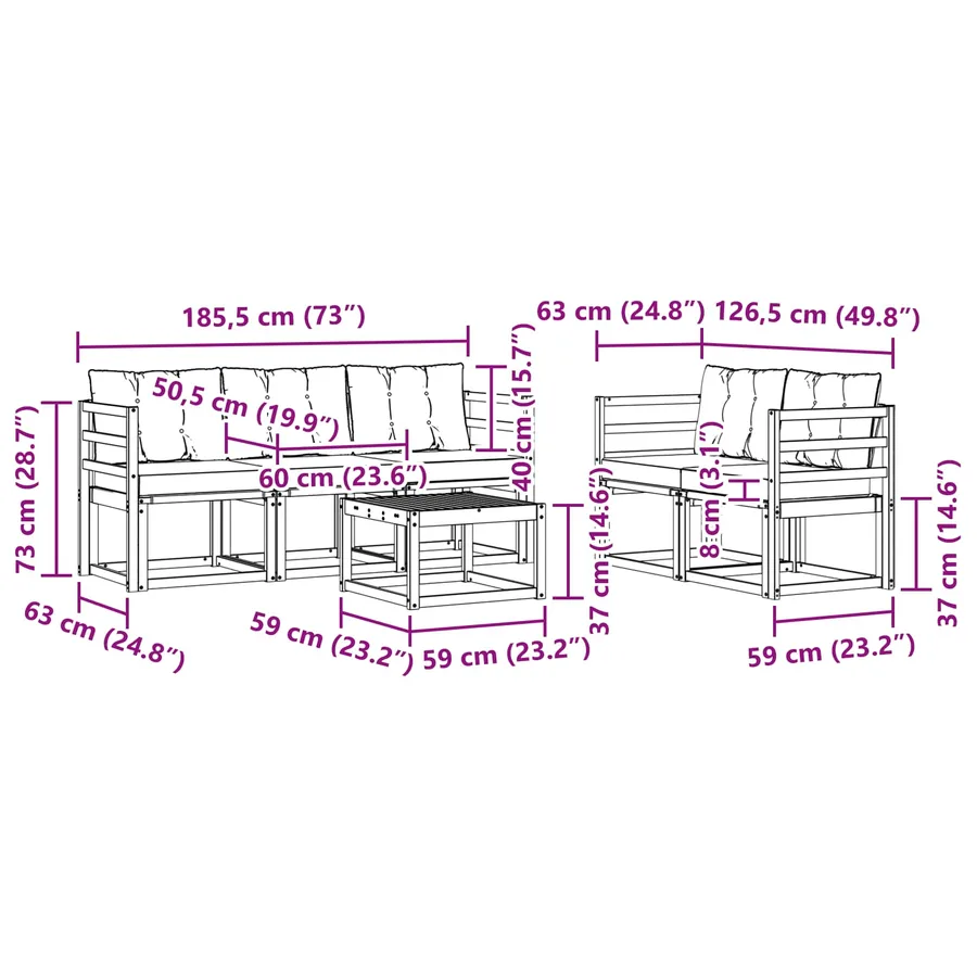 Ensemble de canapés d'extérieur 6 pcs Blanc et Beige - 8