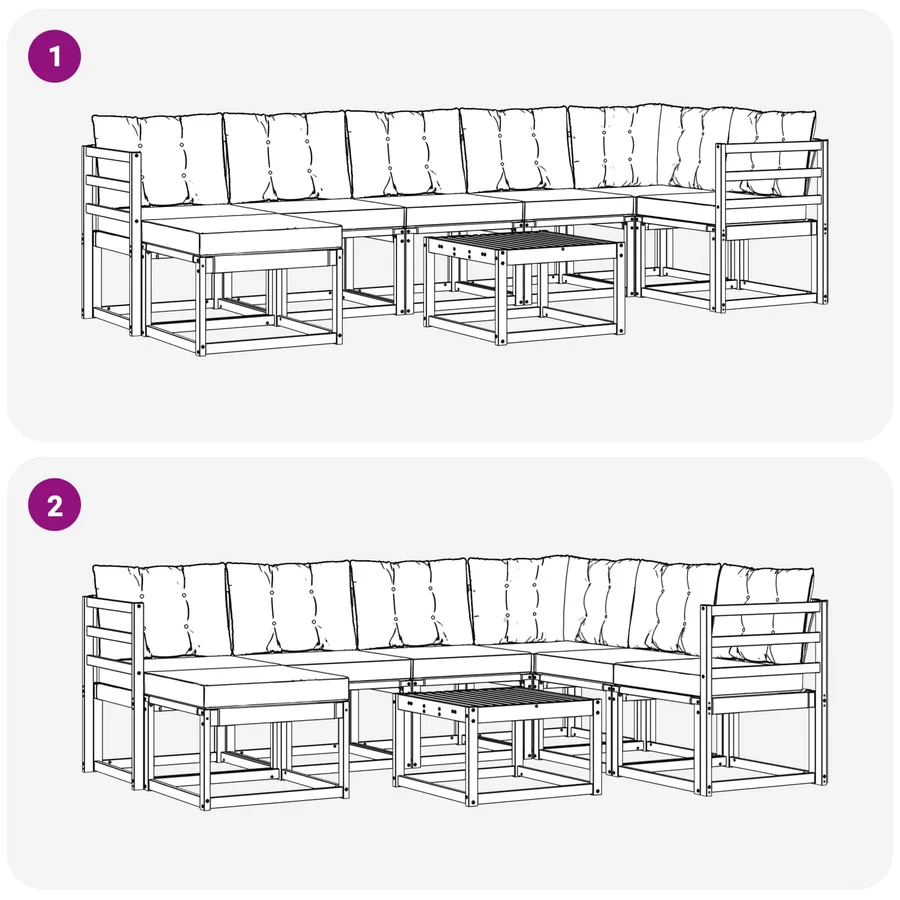 Ensemble de canapés d'extérieur 8 pcs Blanc et noir - 11