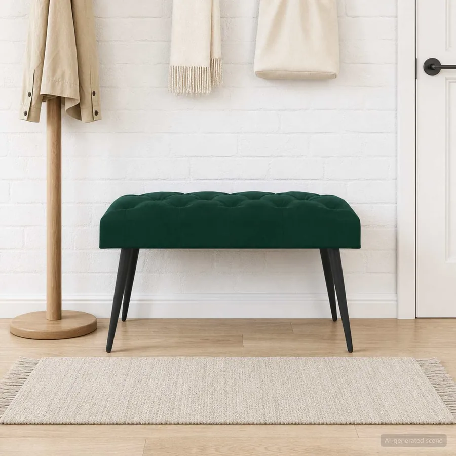 Banc avec capitonnage bouton Vert foncé 80 x 40 x 46 cm Velours
