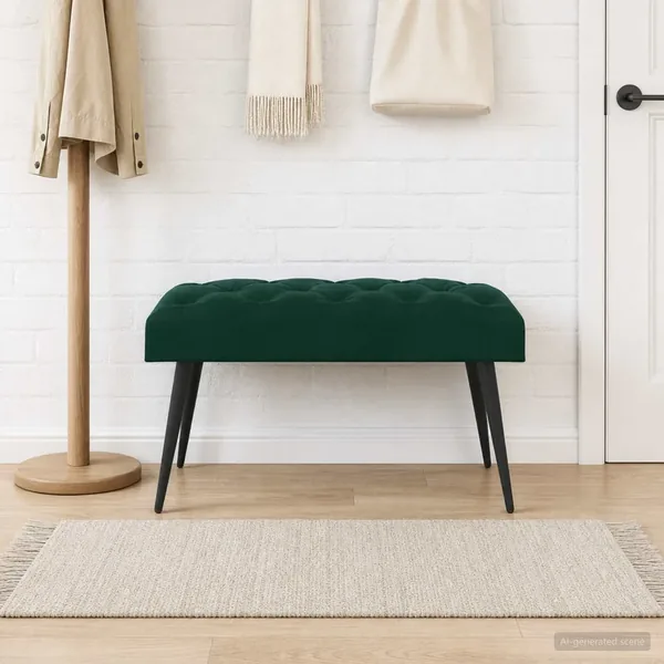 Banc avec capitonnage bouton Vert foncé 80 x 40 x 46 cm Velours