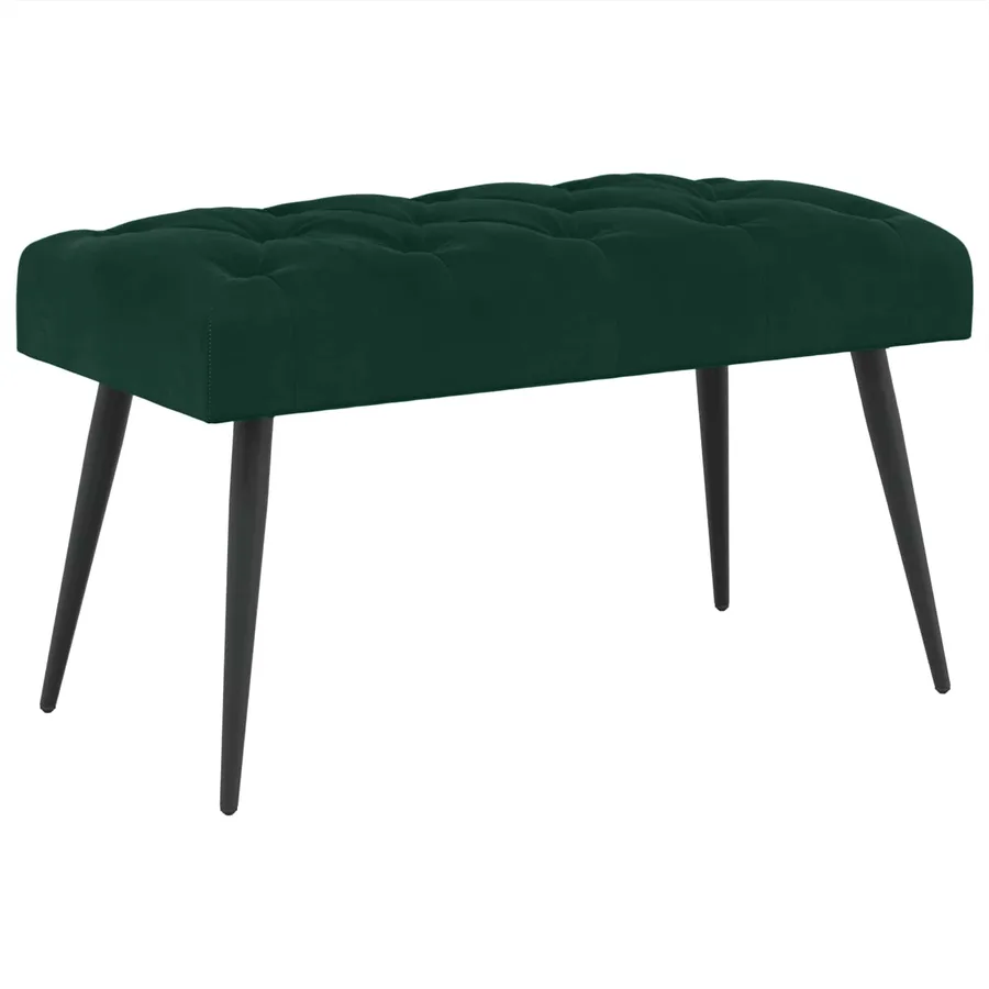 Banc avec capitonnage bouton Vert foncé 80 x 40 x 46 cm Velours - 2