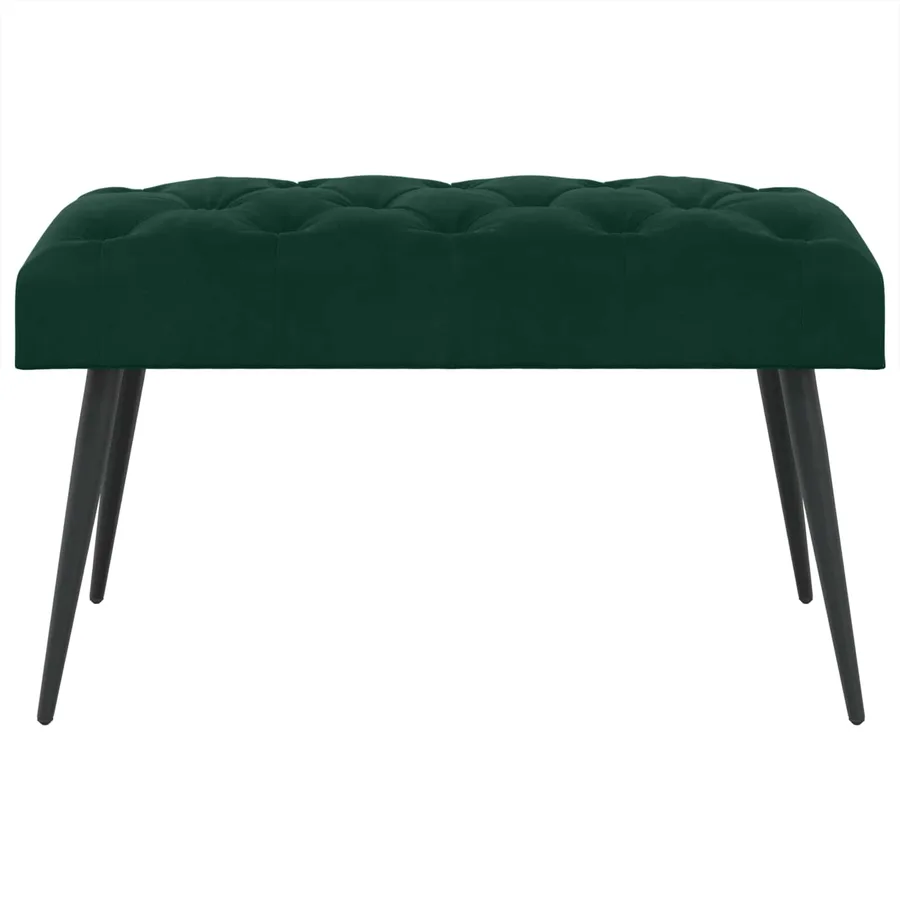 Banc avec capitonnage bouton Vert foncé 80 x 40 x 46 cm Velours - 5
