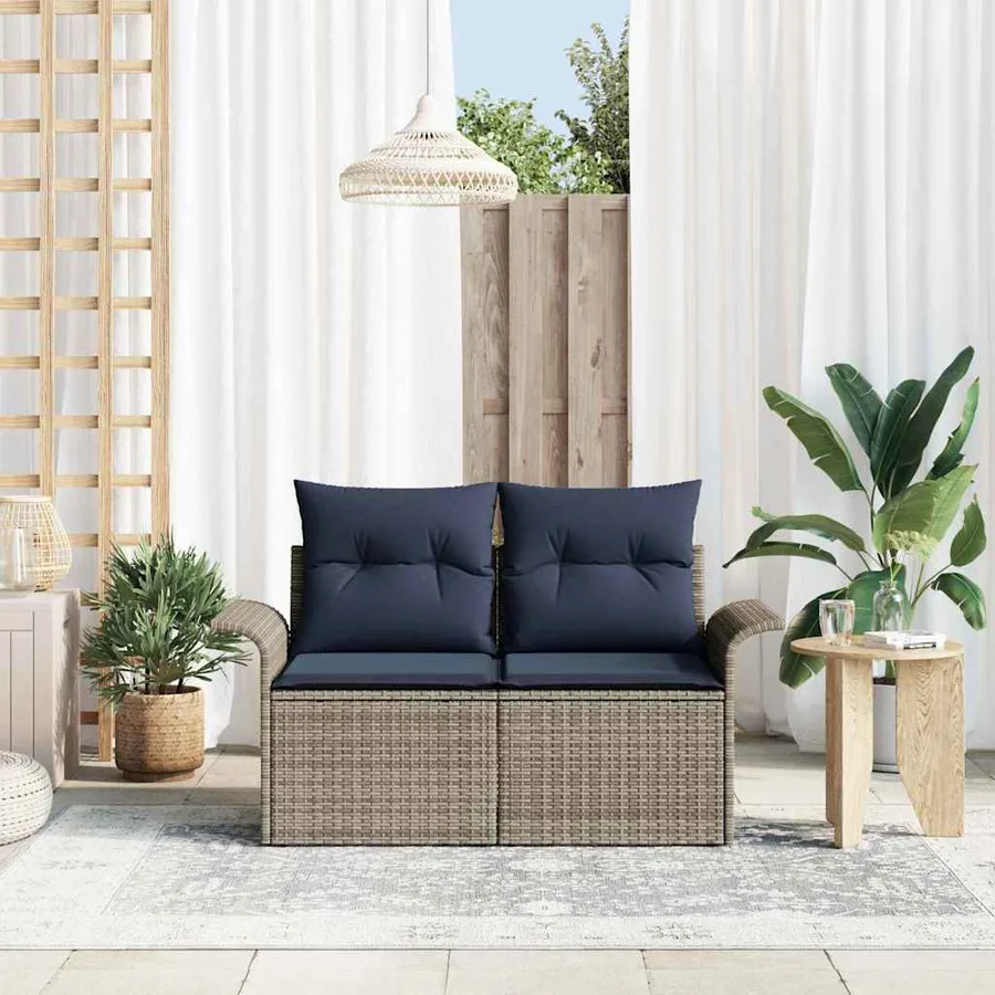 Canapé de jardin avec coussin 141 x 62 x 69 cm polyrotin - 3