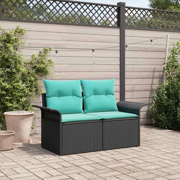 Canapé de jardin avec coussin 141 x 62 x 69 cm polyrotin