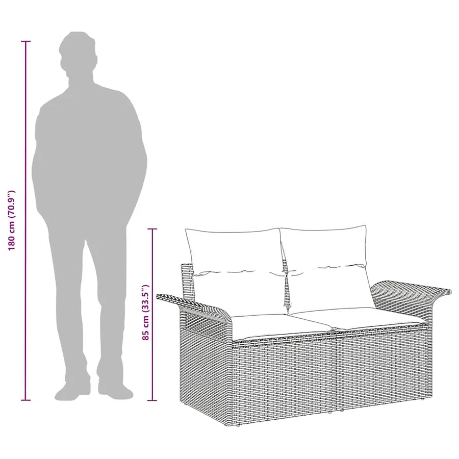 Canapé de jardin avec coussin 141 x 62 x 69 cm polyrotin - 9